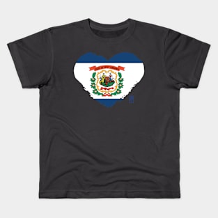 U.S. State - I Love West Virginia - West Virginia Flag Kids T-Shirt